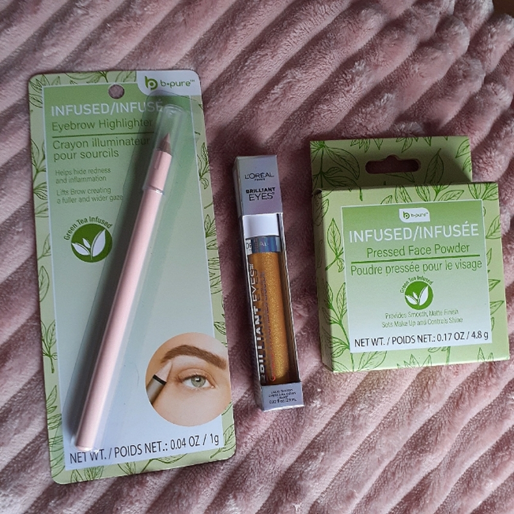 L'oreal Brilliant Eyes Liquid Eyeshadow and b-pure powder & eyeliner